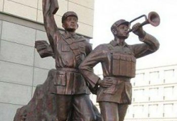 太原革命精神熠熠冲锋号铜雕