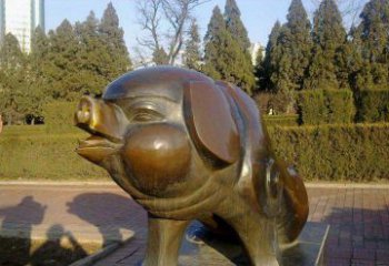 太原定制公园猪铜雕