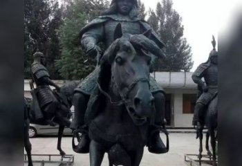 太原英姿飒爽古代将军骑马铜雕