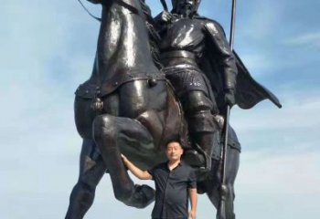 太原以古代骑马将军为灵感的铜雕