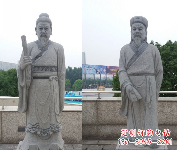 太原古代人物韩非和韩愈石雕