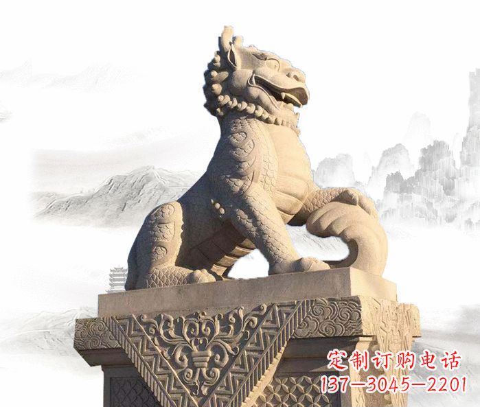 太原精美古典大理石麒麟石雕