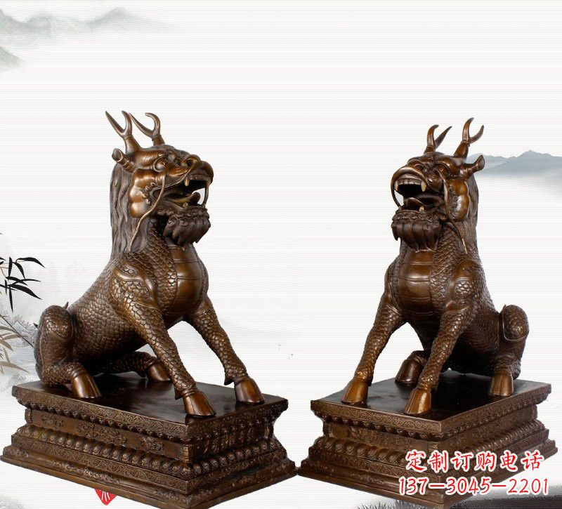 太原古典神麒麟铜雕，馥玉臻品