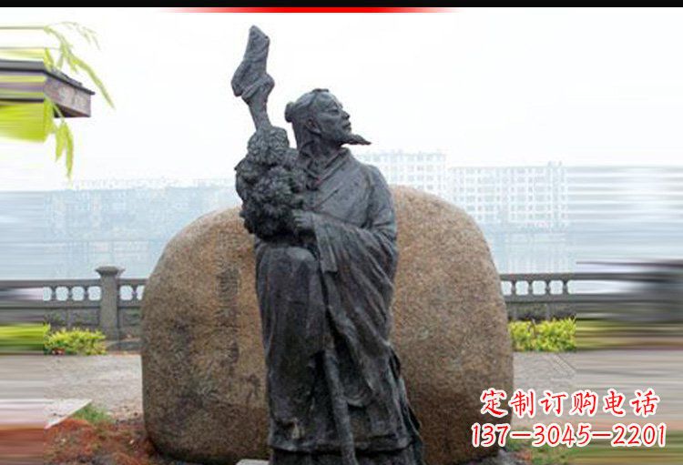 太原古代诗人陶渊明铜雕