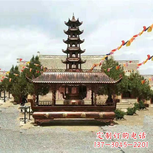 太原全新古典铜香炉雕龙塑型双耳方形器皿