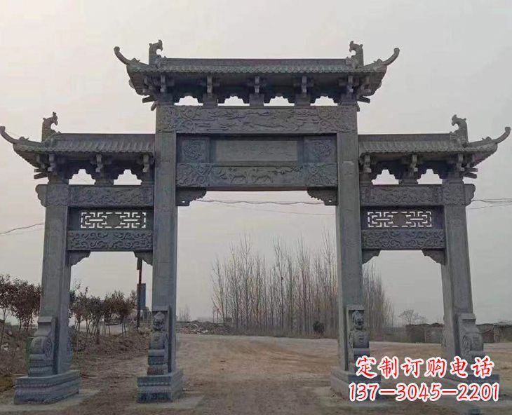 太原古石牌坊-手工精雕细琢牌坊雕塑