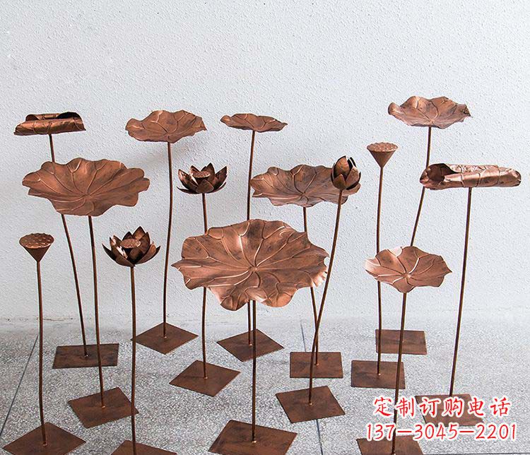 太原精美古铜色荷花不锈钢雕塑