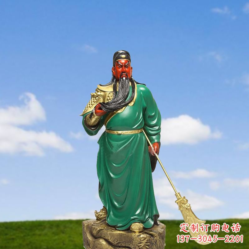太原精美彩绘关公雕塑