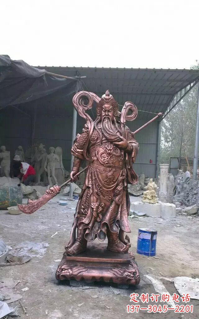 太原精美关公红铜雕塑