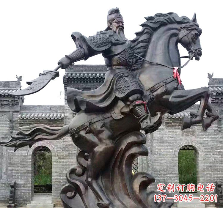 太原精致细腻的关公骑马雕塑