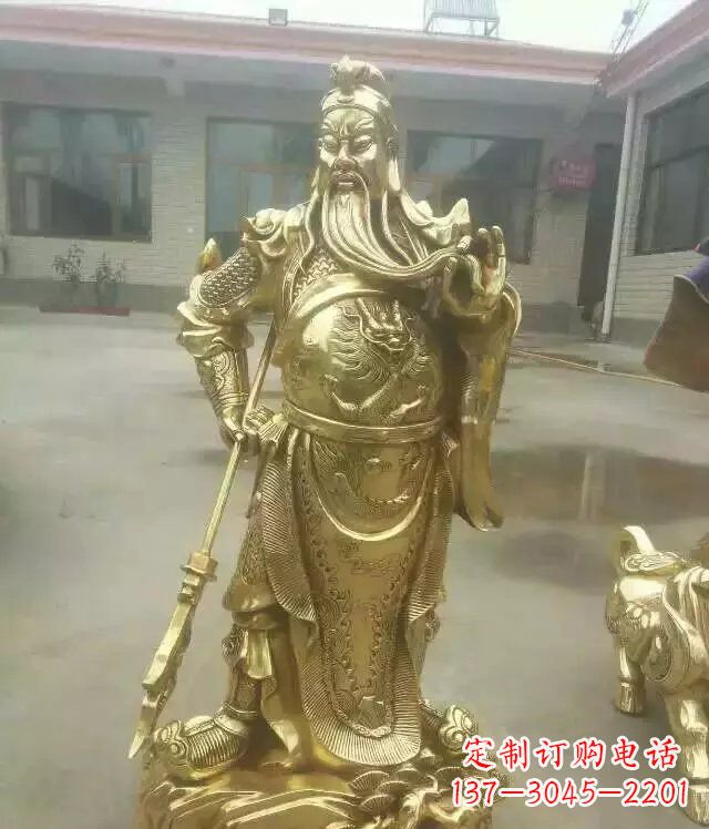 太原中领雕塑定制关公提刀武财神铜雕