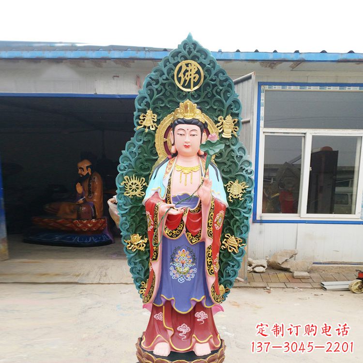 太原艺术精致观音玻璃钢彩绘雕塑
