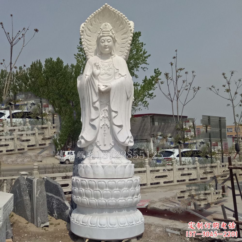 太原观音菩萨汉白玉石精美雕塑
