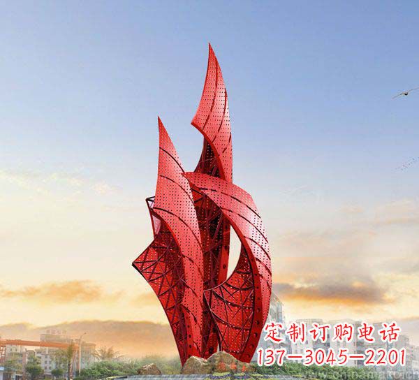 太原广场不锈钢抽象船帆雕塑