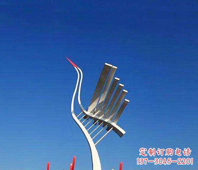 太原广场不锈钢抽象丹顶鹤景观雕塑