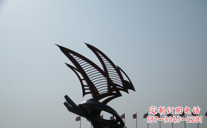 太原广场不锈钢抽象帆船雕塑
