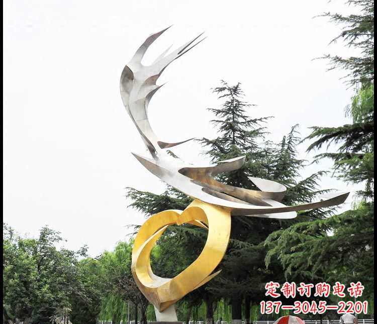 太原广场不锈钢抽象凤凰摆件雕塑
