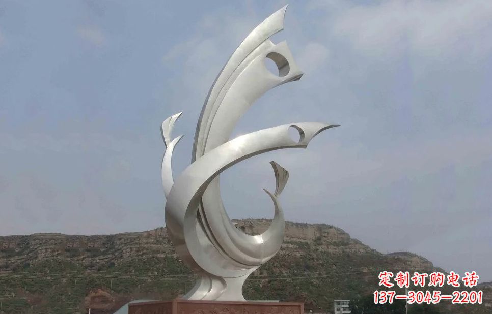 太原广场不锈钢抽象凤凰雕塑 (5)