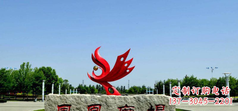 太原广场不锈钢抽象凤凰雕塑 (3)