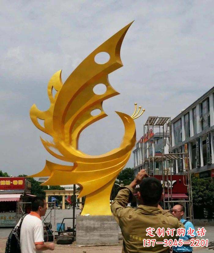 太原广场不锈钢抽象凤凰雕塑1