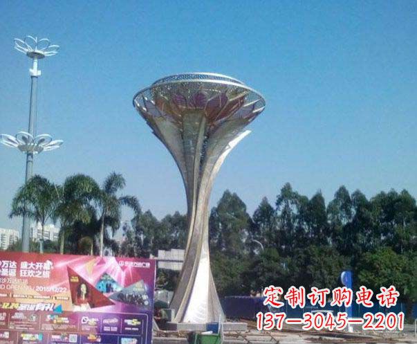 太原广场不锈钢抽象莲花雕塑