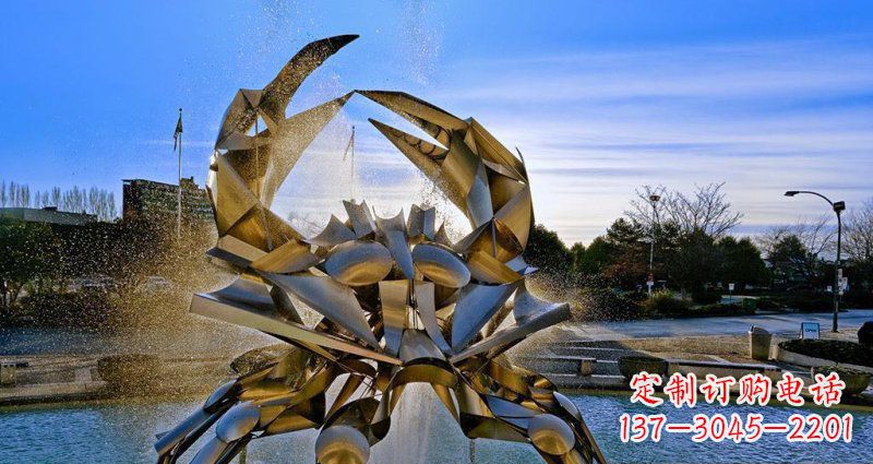 太原广场不锈钢抽象螃蟹喷泉景观雕塑