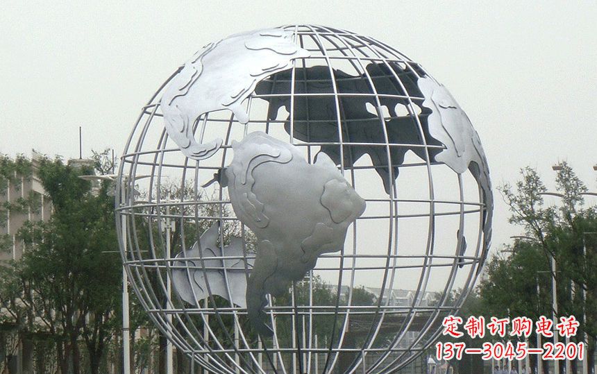 太原金属太空,伊中领雕塑的不锈钢地球雕塑;
