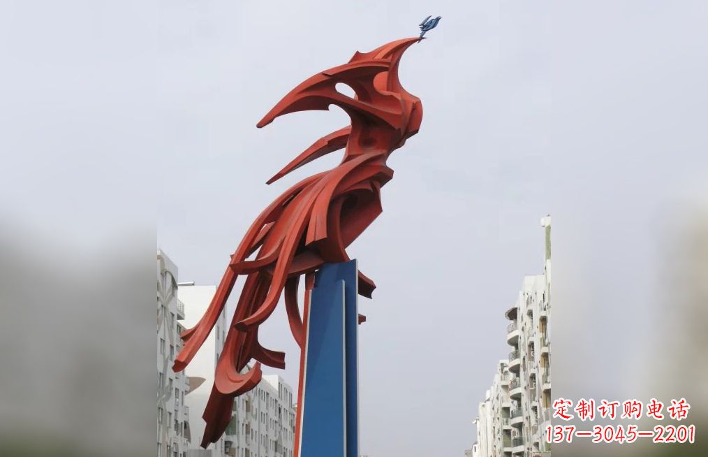 太原中领雕塑制作,精美不锈钢凤凰抽象雕塑
