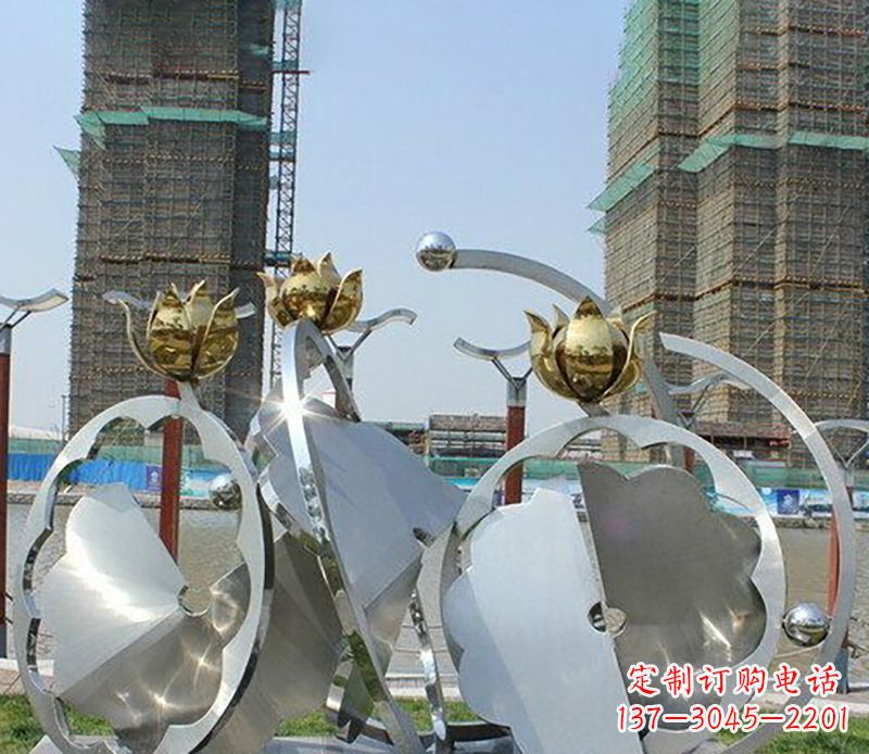 太原精美不锈钢抽象莲花雕塑