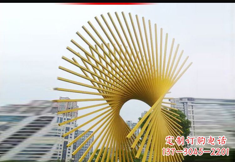 太原现代美学——不锈钢树枝扇形景观雕塑