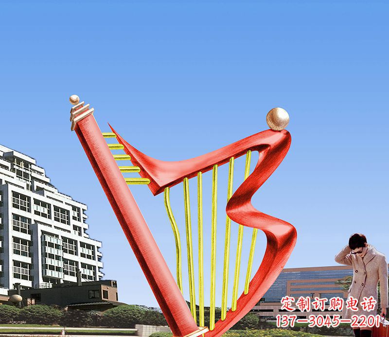 太原精美不锈钢竖琴雕塑