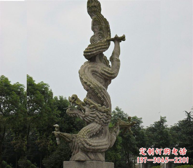 太原中领雕塑|古典美感的大理石龙雕塑