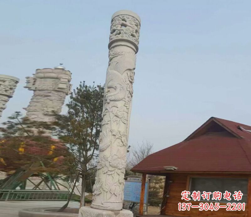 太原迎宾龙柱石雕——大理石景观雕刻精美艺术品