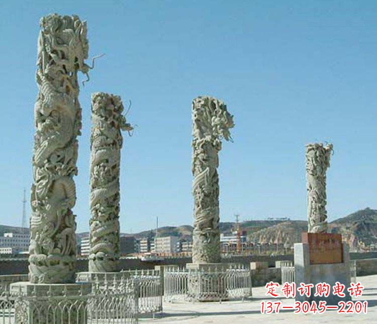 太原广场大理石盘龙柱景观石雕 (4)