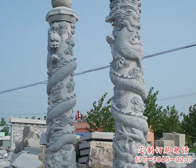 太原广场大理石盘龙柱景观石雕_1