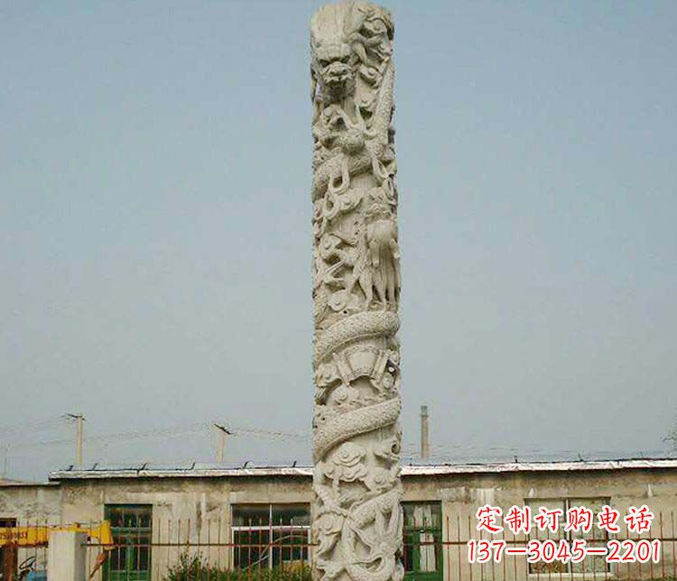 太原中领雕塑——独具特色的大理石盘龙柱雕塑