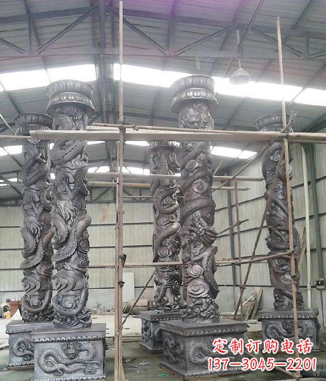 太原广场仿铜龙柱玻璃钢柱子雕塑