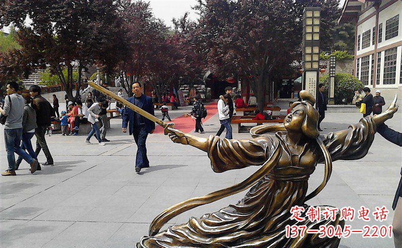 太原中领雕塑:美轮美奂的古代美女舞剑人物铜雕