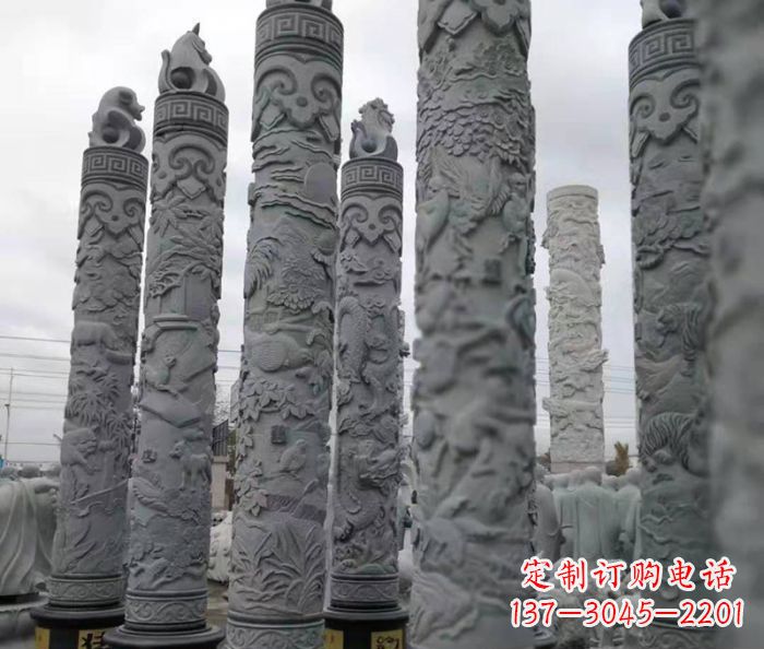 太原中领雕塑:12生肖石柱——精致美观的雕塑定制