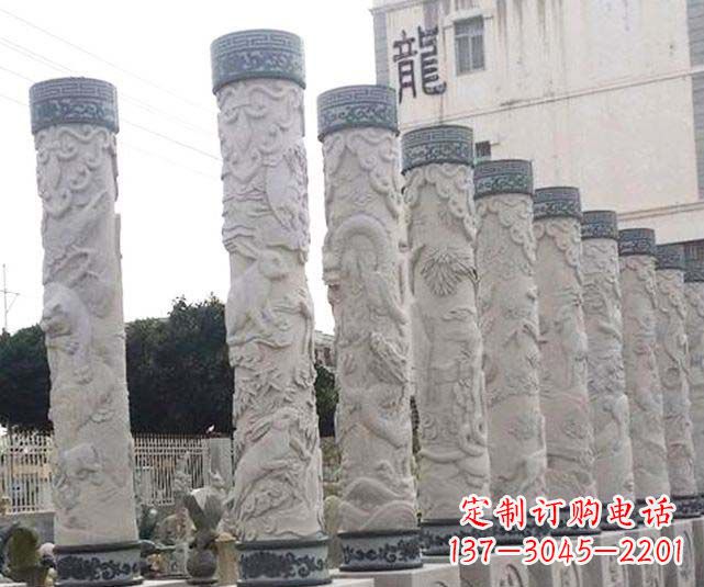 太原广场景观大理石12生肖龙柱石雕