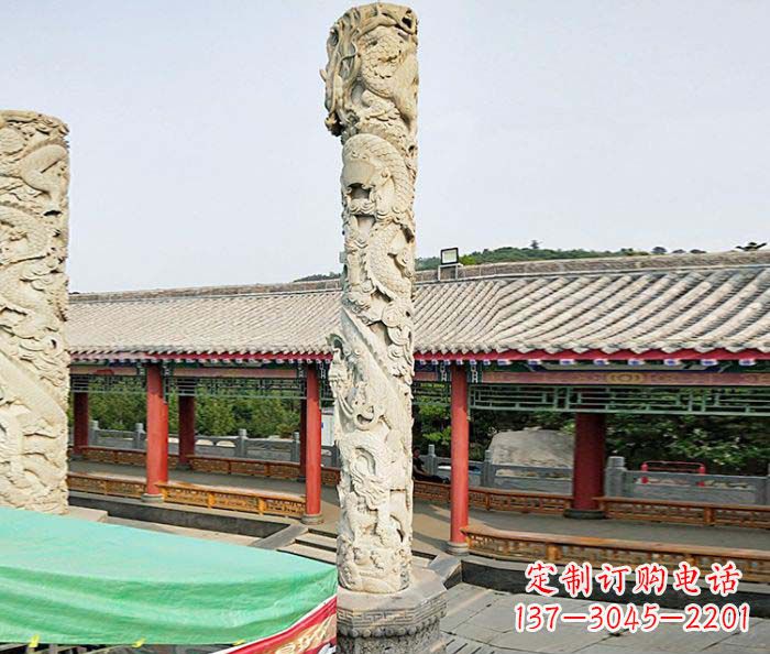 太原雕刻精致的大理石龙柱石雕