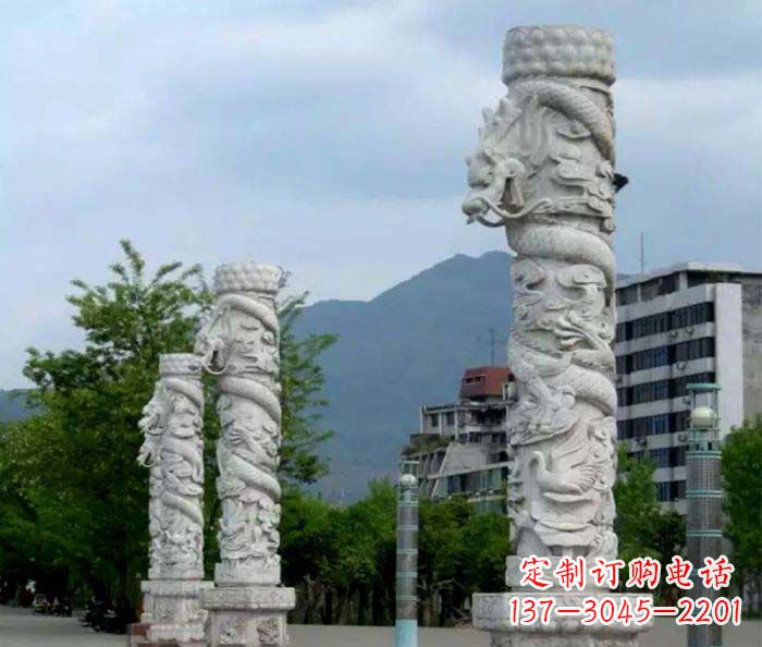太原精美工艺大理石龙柱雕塑