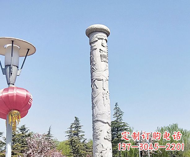 太原中领雕塑的大理石龙柱石雕