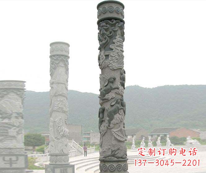 太原中领雕塑:多彩活力的12生肖石柱
