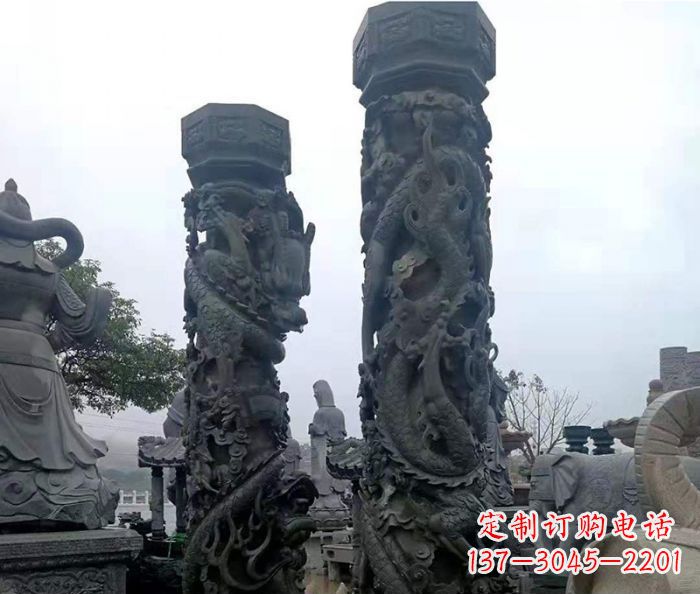 太原安静传承-中领雕塑广场景观仿古盘龙柱石雕