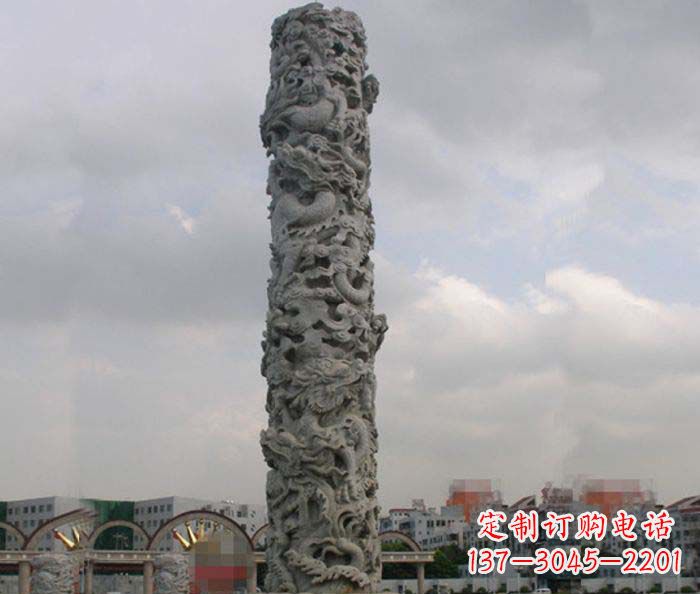 太原精美仿古盘龙柱石雕