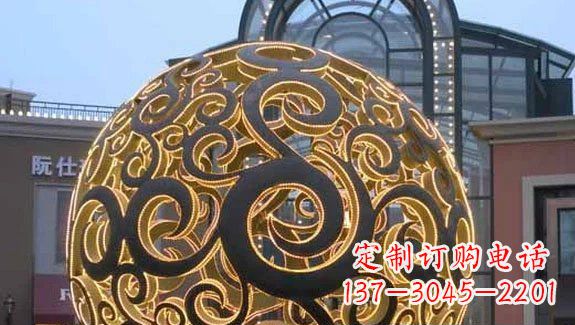 太原镂空球形喷泉雕塑无锈钢精美装点空间