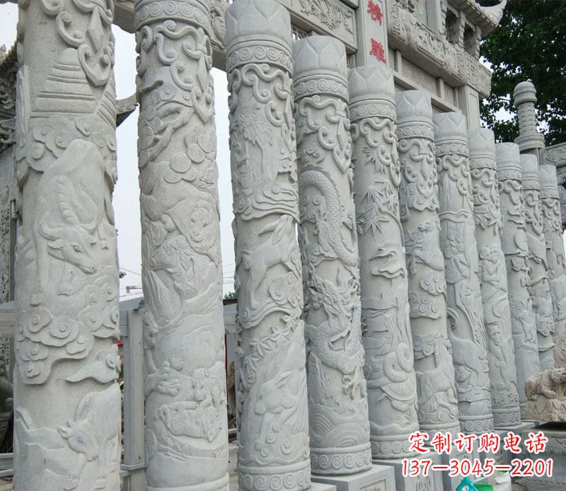 太原中领雕塑：专业定制十二生肖石柱景观石雕