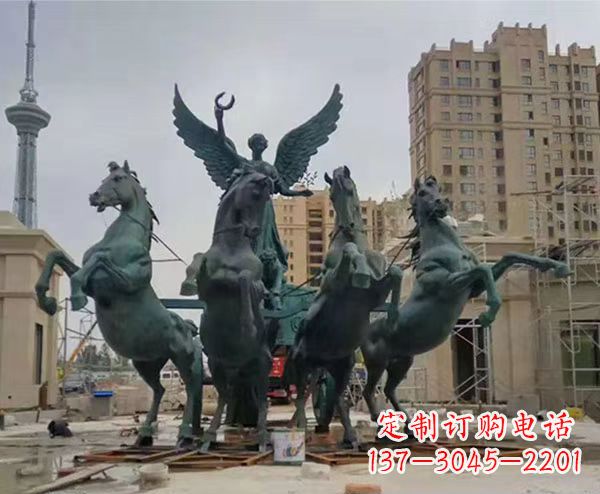 太原中领雕塑:阿波罗战车铜雕精美华丽