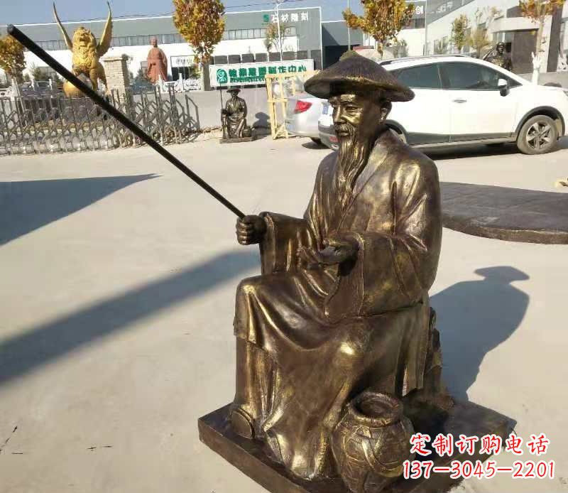 太原领雕塑定制尊贵的姜太公钓鱼雕塑